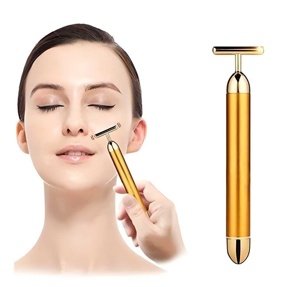 24K Gold Beauty Bar Massager – Electric Facial Massage Roller